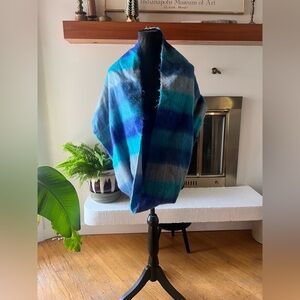 Winterbourne Alpaca Wool Blue and Gray Artisanal Shawl